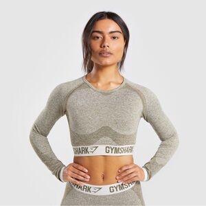 Gymshark Flex Long Sleeve Compression Workout Top - Khaki Sand